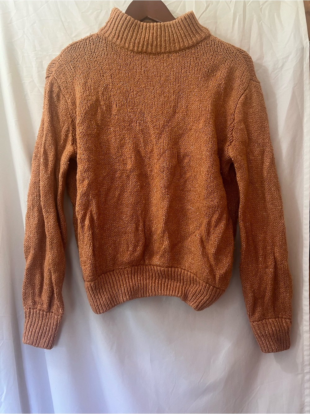 Women’s Cropped Ribbed Mock Neck Sweater in Rust